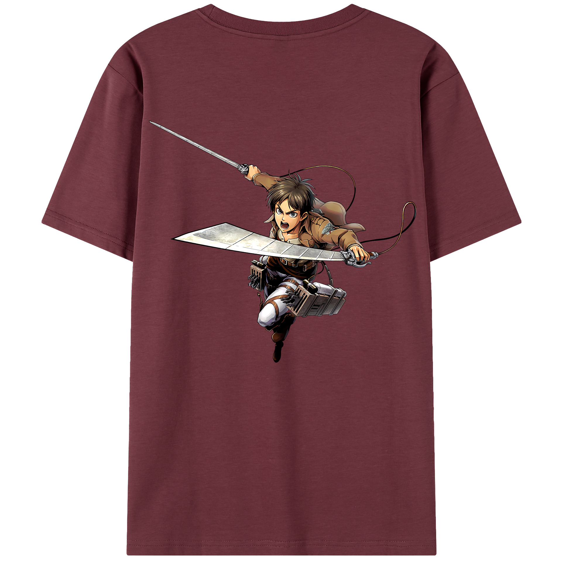 （画像用） 進撃の巨人 エレン･イェーガー Attack on Titan Eren Jäger 綿100％半袖Tシャツ（背面プリント）